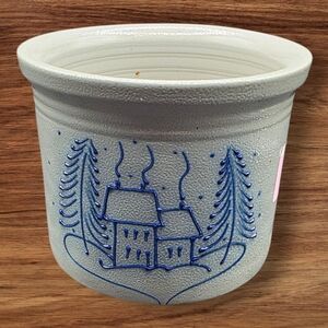 Eldreth David Eldreth Salt Glazed Crock, 1997 5 3/4" x 4 1/2" Winter Houses